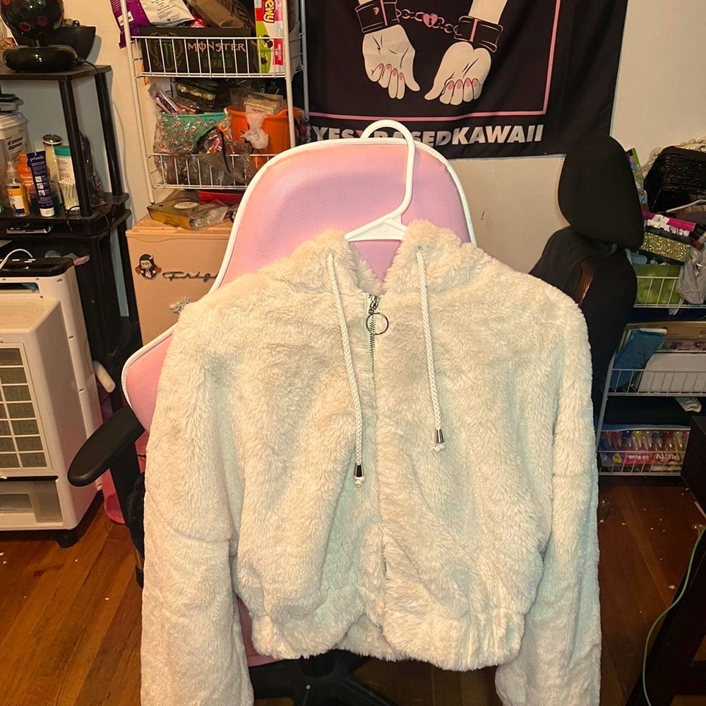 Cream white fuzzy sweater